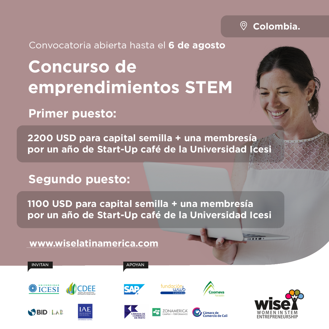 Imagen de fondo WISE Latin America, convocatoria a productos o servicios de base #STEM.